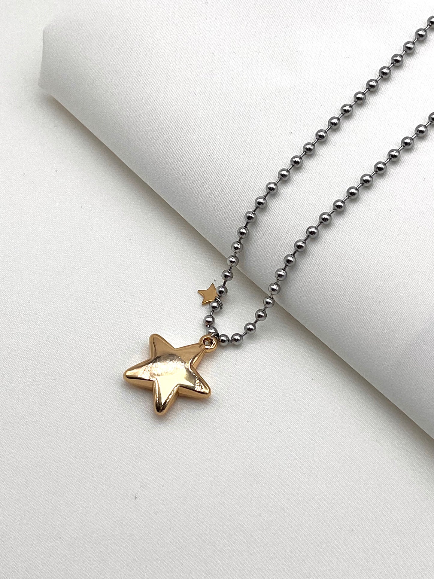 ÇELİK KOLYE (Silver Gold Star)