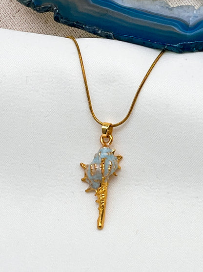 Çelik Mavi Kabuk Kolye