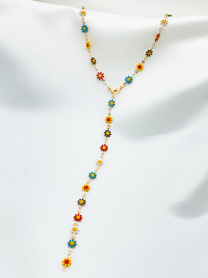 Golden Daisy Drop Necklace